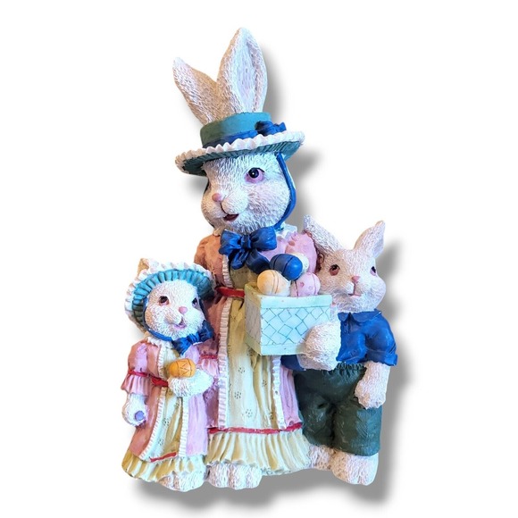 Mama‎ Bunny With Her Little Ones Dressed Up, Spring & Easter Decor - Picture 1 of 14